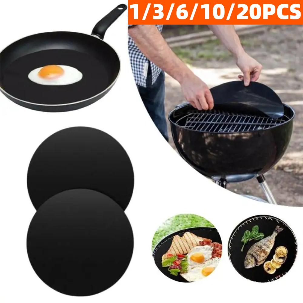 Runde Antihaftmatte Pfannenfutterblatt Kochen Wok Küche Backunterlage BBQ Backmatten Durchmesser 24cm Tragbare Küchenwerkzeuge