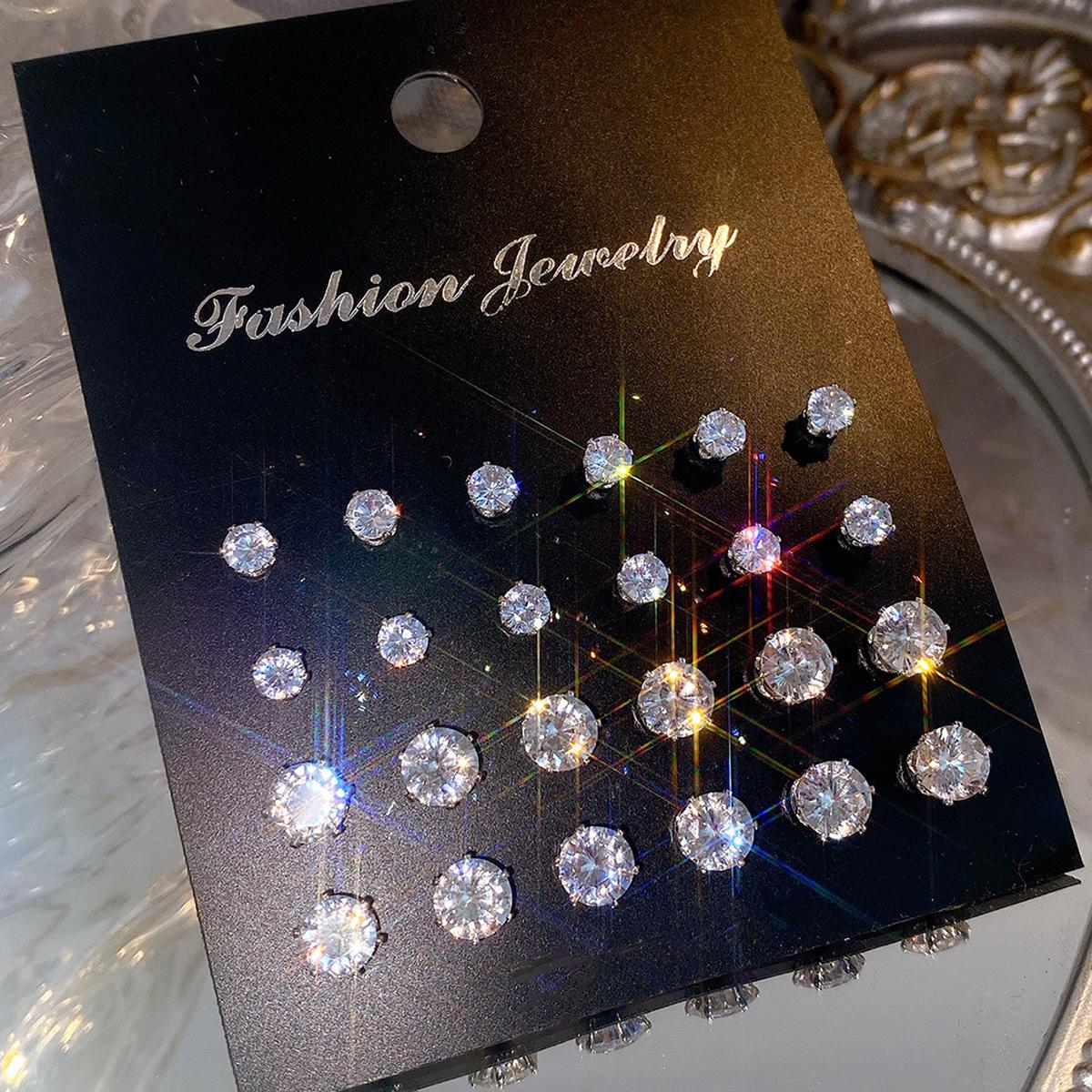 

12 Pcs Zircon Earrings Set Briliant Shiny Stud Earrings for Women Simple Pearl Irregular Trendy Jewerly Accessories New