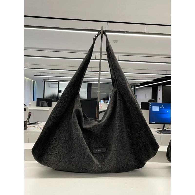 

Нишевый дизайн Большая вместимость Модная ретро-сумка Повседневная сумка-тоут Для поездок на работу Одноплечевая сумка-подмышка темно серый