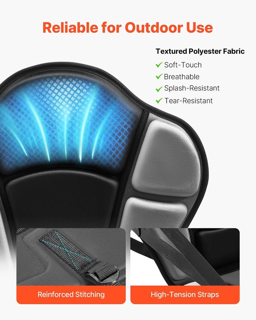 Kayak Seat, 1 Pack 31 mm Thick, Universal Paddle Board Seat with Back Support, Sit-on-Top Soft Padded Cushion with Storage Bag & Adjustable Straps for