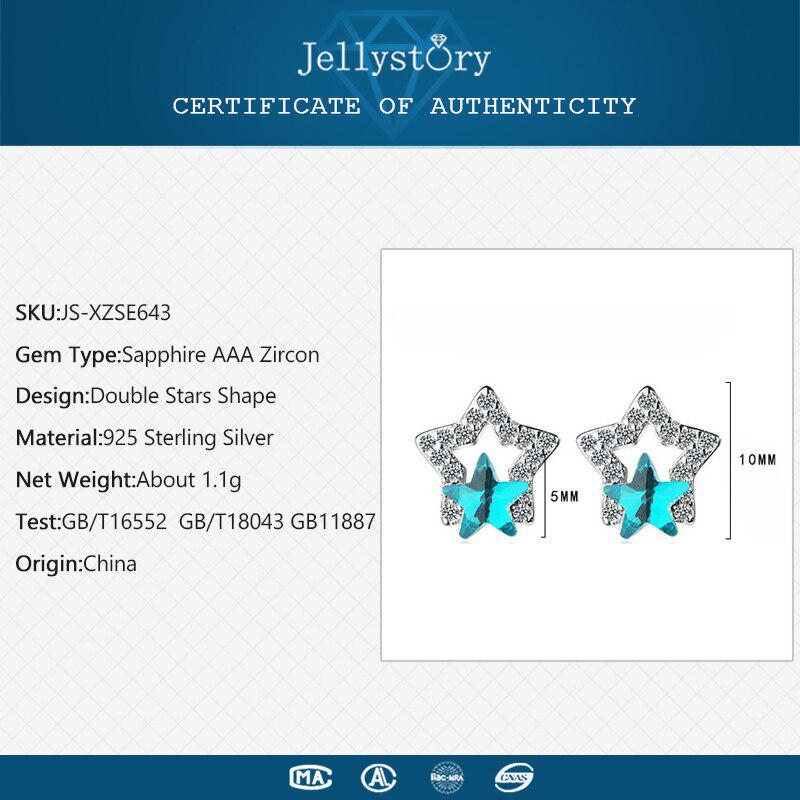 Lindon Moda biżuteria Kolczyki Pięcioramienne gwiazdki Szafirowe cyrkonowe kolczyki Kobiety Party Prezenty