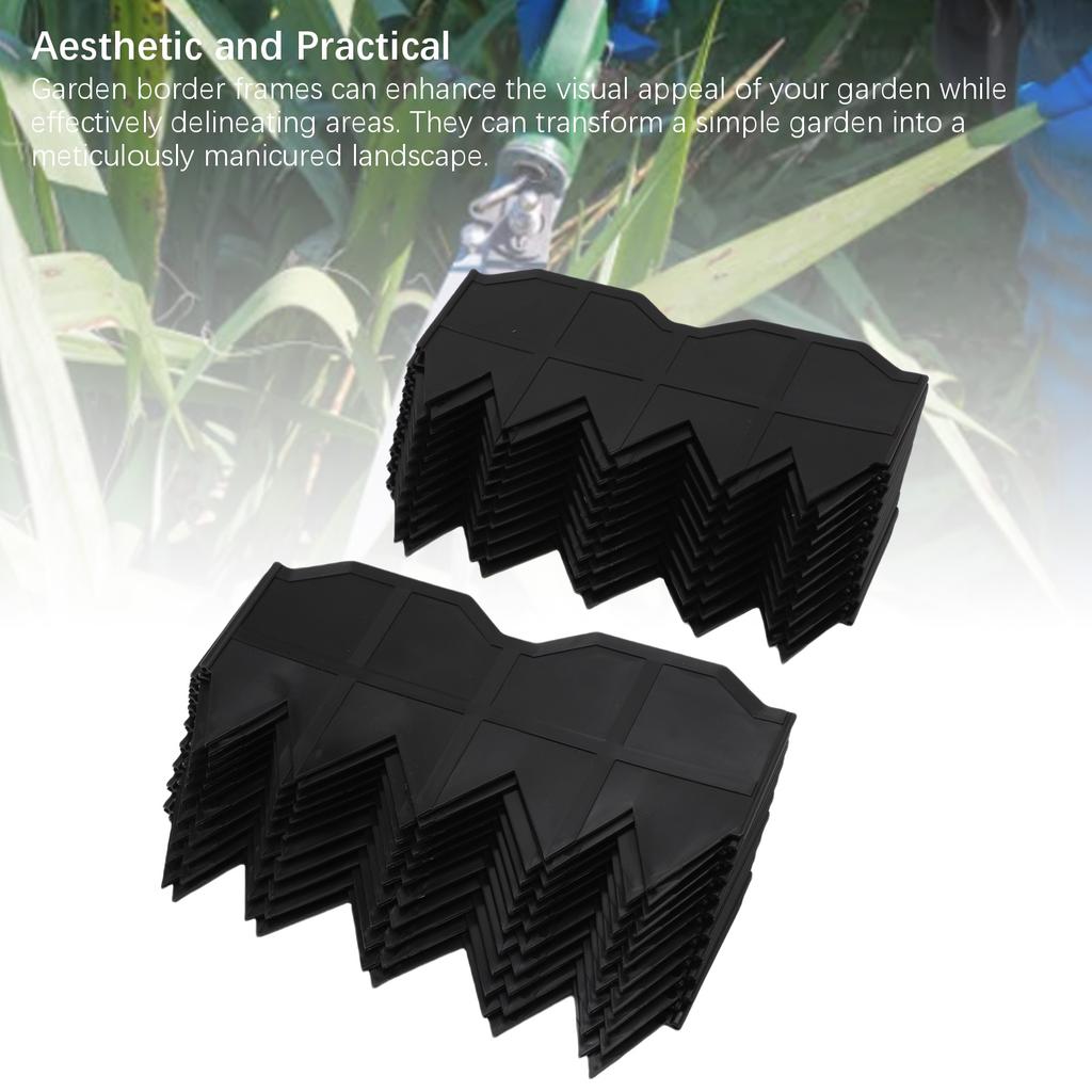 40 szt. Obrzeże ogrodowe Krawężnik Łatwy w instalacji Krawężnik krajobrazowy Czarny plastikowy płotek ogrodowy na zewnątrz