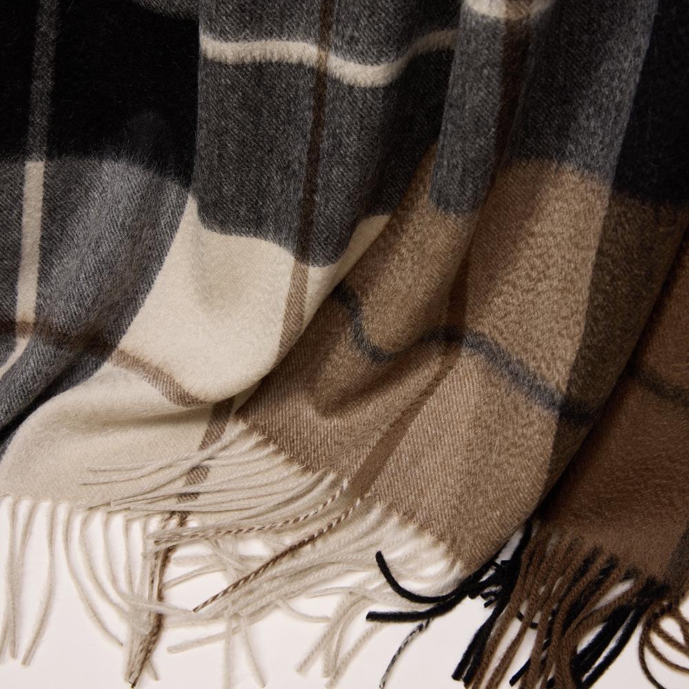 2025 Autumn/Winter Unisex 100% Pure Cashmere Plaid Scarf Shawl