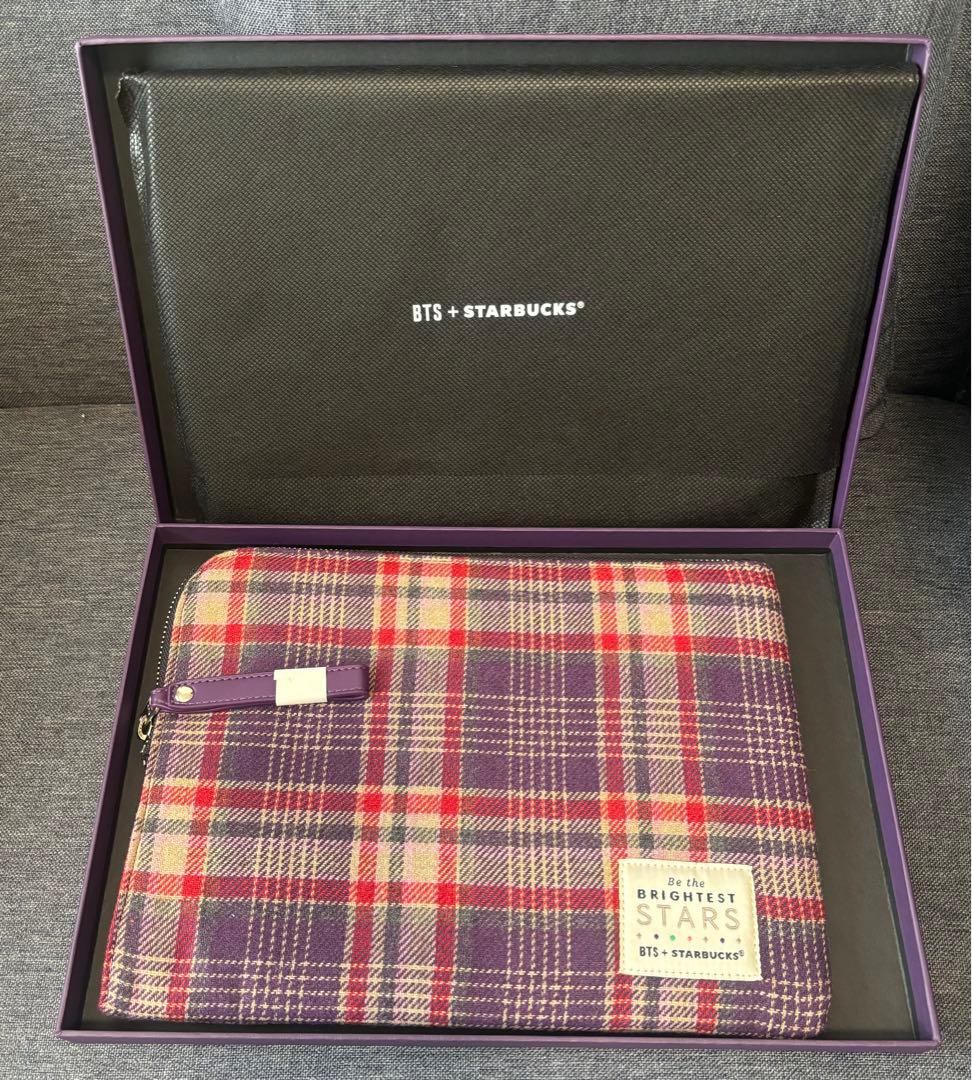 

[USED] Limited edition BTS x Starbucks collaboration tartan check pouch
