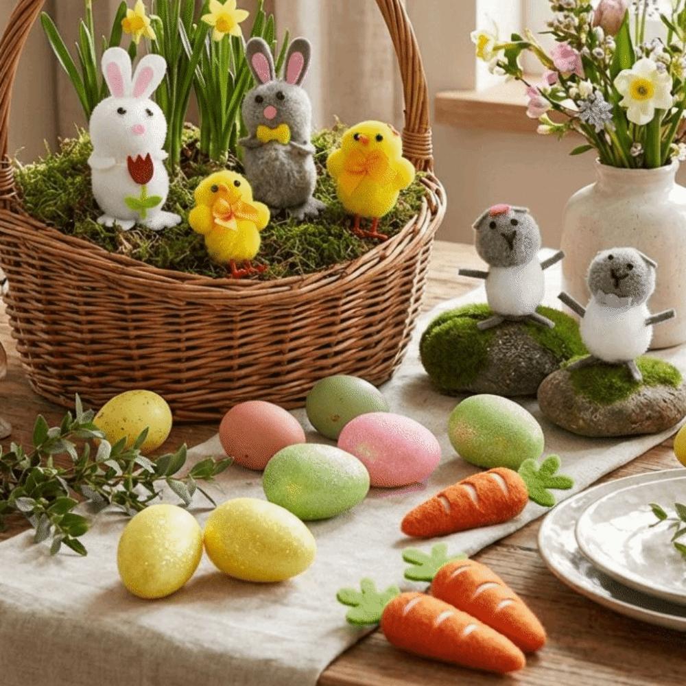 DIY Craft Happy Easter Easter Eggs Chick Ornament Handmade Realistic Rabbit Figurine Cute Bunny Chicken Party Scene
