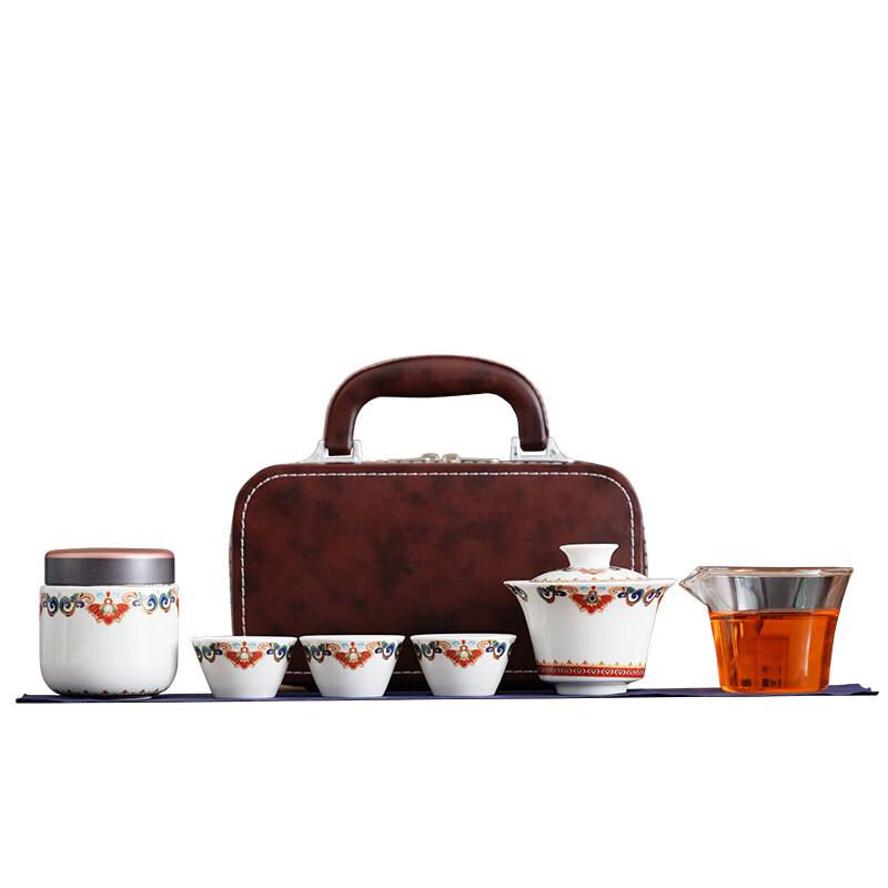 Red Dunhuang Ceramic Gaiwan Tea Set