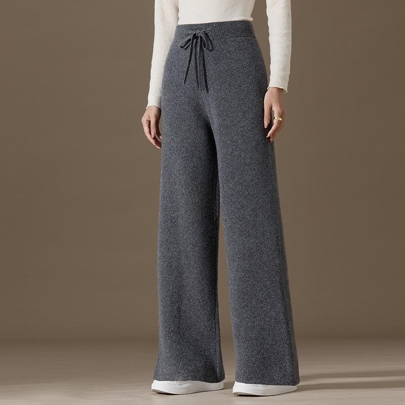 2024 Autumn/Winter Women's 100% Pure Cashmere Wide-Leg Knitted Pants