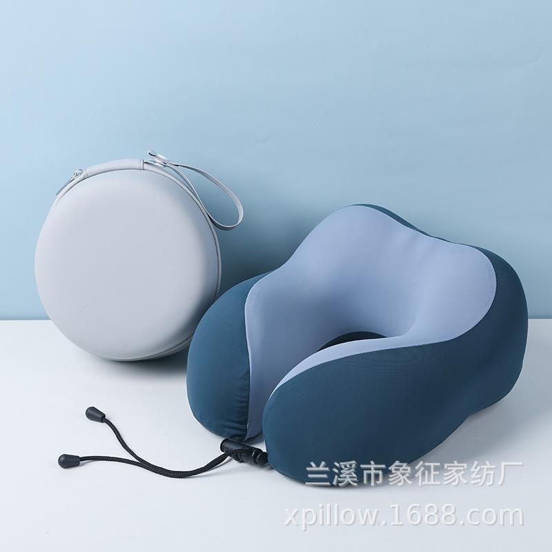 

Travel u-shaped pillow cervical spine pillow car plane portable rebound memory cotton U-shaped pillow removable and washable single pillow синий