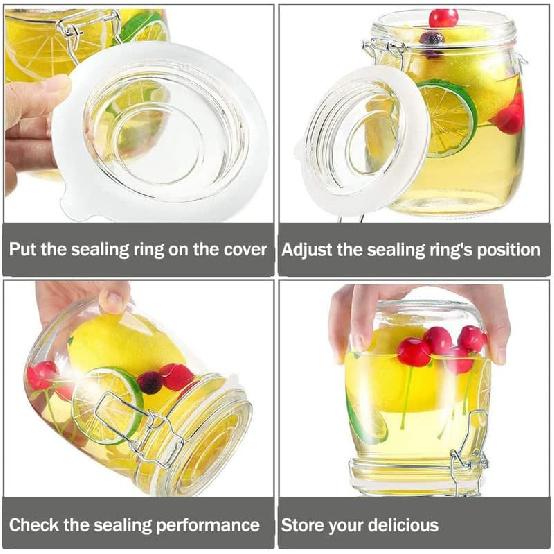 Silicone Replacement Gasket, Airtight Rubber Seals Rings for Mason Jar Lids, Leak-Proof Canning Silicone Fitting Seals for Glass Clip Top Jars