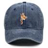 Cute Fox Print Snapback Sun Hat Big-eyed Fox Baseball Hat Washed Cotton Stylish Adjustable Baseball Cap Ideal Choice For Gifts