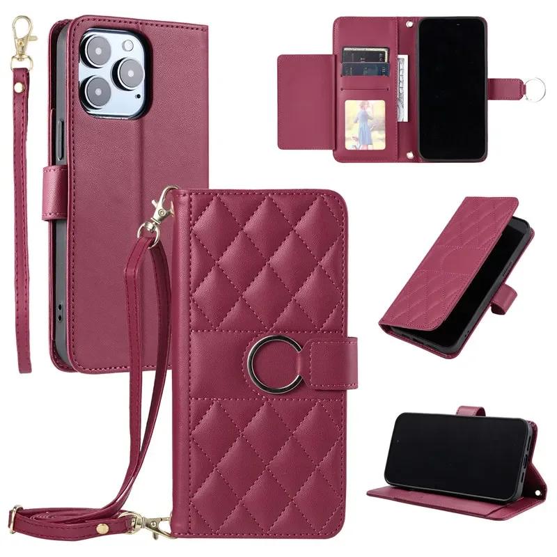 Flip Leather Phone Case for iPhone 17 Air 16 15 Pro Max 16E 14 13 12 11 Pro XS Max XR SE 8 7 Plus Long Lanyard Wallet Card Cover