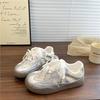 Women's Casual Sports Shoes 2026 Autumn Comfortable Anti Slip Outdoor Vulcanized Shoes Lace Pearl Bow Fashion Running Shoes
