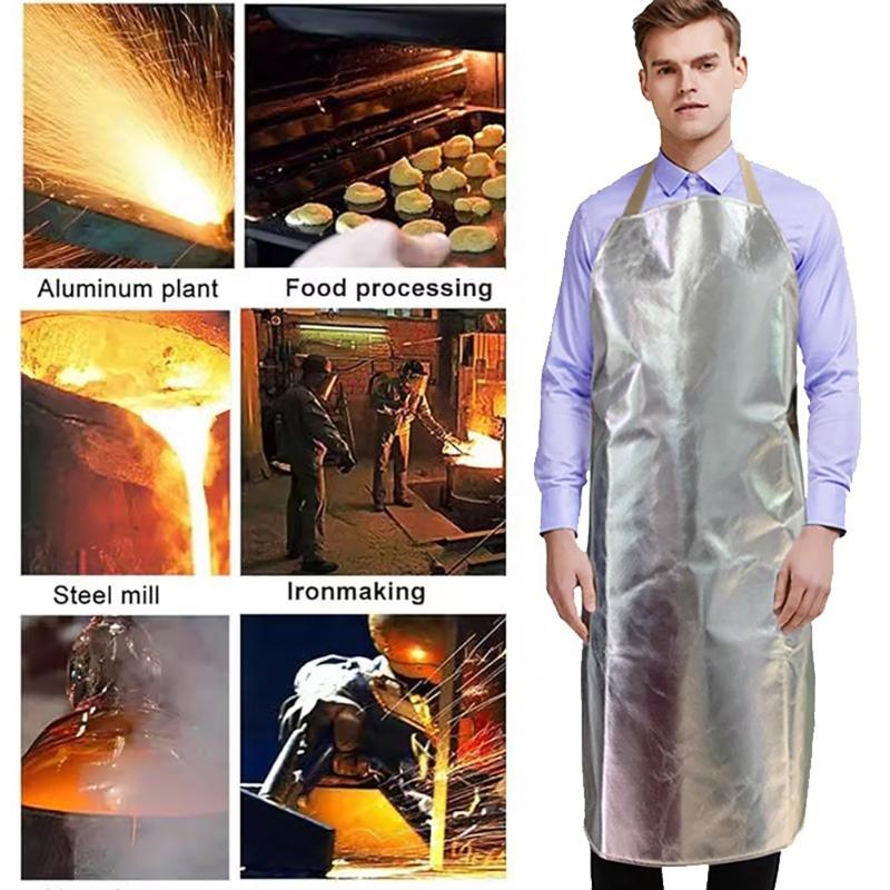 High Temperature Kitchen Apron Protective Aluminum Foil Cooking Apron, Adjustable Fit for Chefs and Grill Cooker