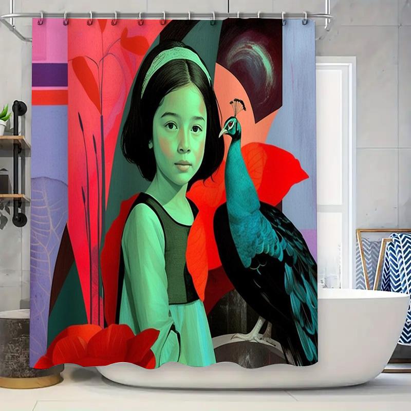 

Peacock Bathroom Curtains Elegant Bird Shower Curtain Nature Themed Home Decor Washable Fabric Backdrop W60H190(CM)-1 Pcs