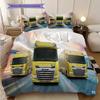 Golden Trucks Motion Bedding (1 * duvet cover + 2 * pillowcase, without core) 2D Flat Soft and comfortable Bedding set Christmas birthday gift