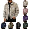 Men's Loose Fit Corduroy Jacket with Lapel Long Sleeve Print for Fall Winter