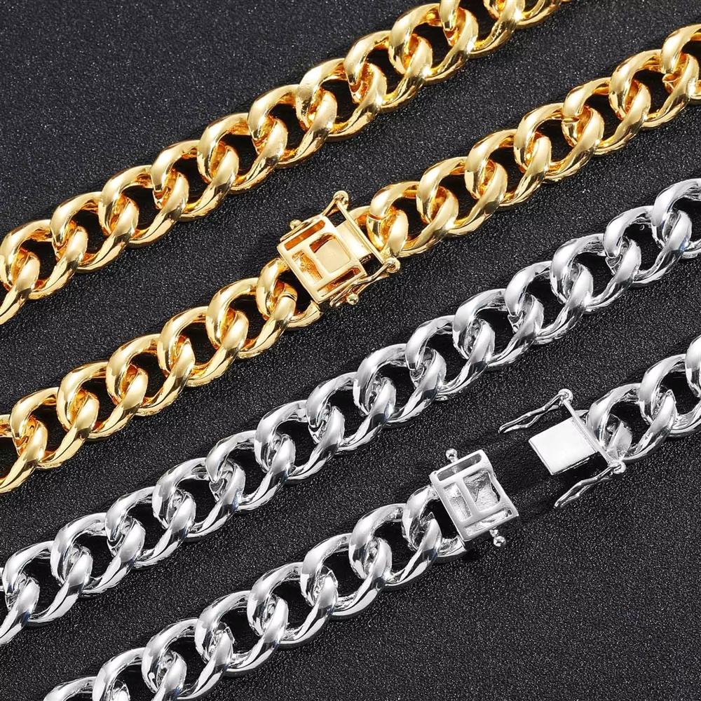 Personalized Hip Hop Real Gold Plated Jewelry 13mm Wide Iced Out Baguette CZ Cuban Link Chain Bracelet for Men