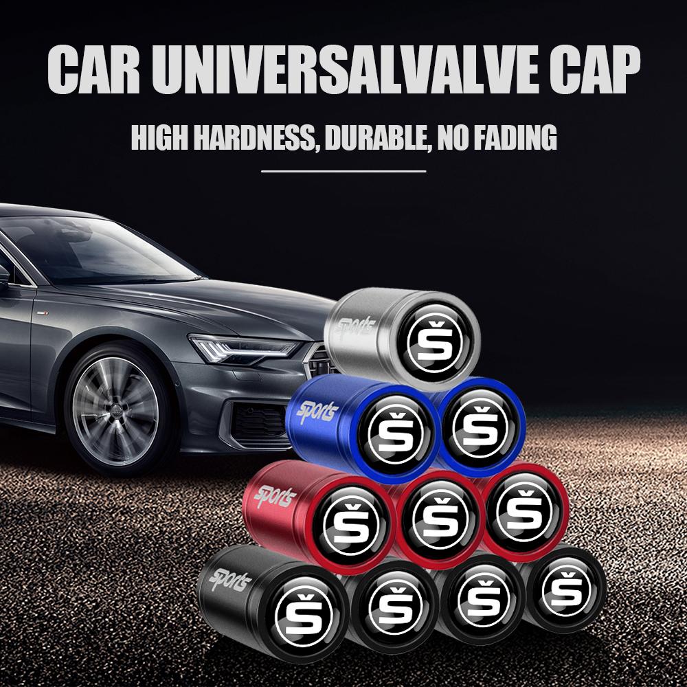 uwhxm4 4Pcs Car Wheel Tire Valve Caps Tyre Stem Covers Decoration Parts Auto Accessories For Skoda Kodiaq Octavia Enyaq Kamiq Scala MK2