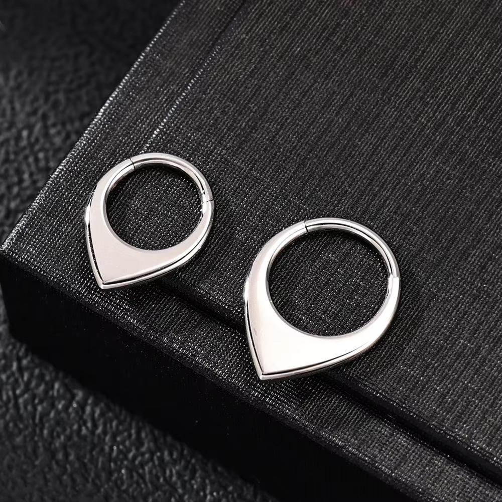 ASTM F136 Titanium Anodizing 16G Septum Hoop Ring Hinged Segment Nose Clicker Tragus Helix Daith Earring Piercing Zircon