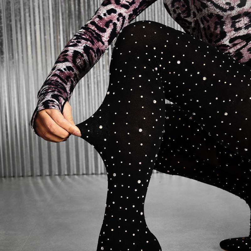 Fashion Pants and Boots Water Diamond High Heels Elastic Pointed Women's Shoes Thigh High Boots Women Shoes Plus Size35-45