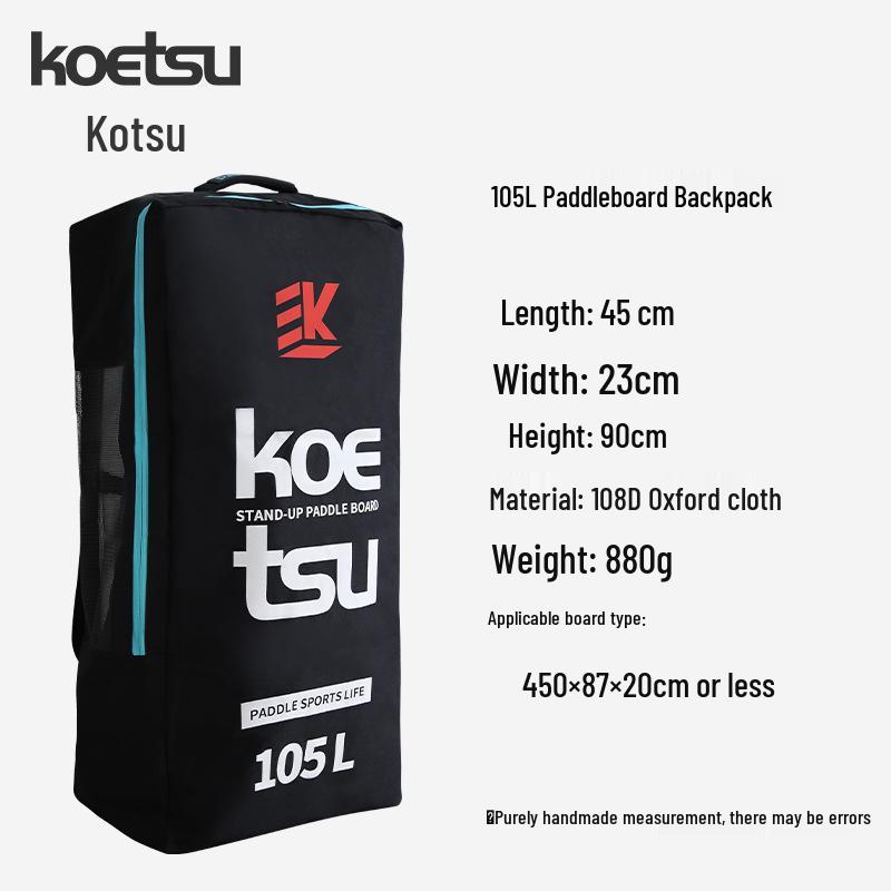 KOETSU 105L Paddleboard Backpack: Inflatable SUP Double Shoulder Large Capacity Carry Bag