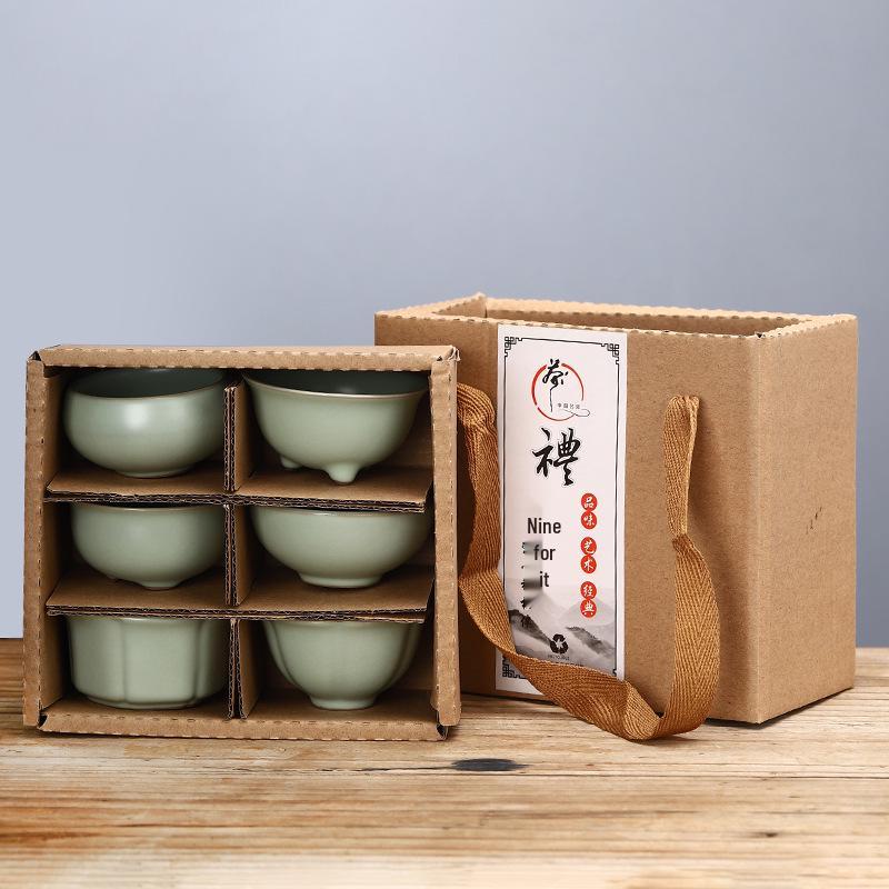 Ru Kiln Master Crackled Porcelain Tea Tasting Cup - Ceramic Kung Fu Tea Set and Business Gift