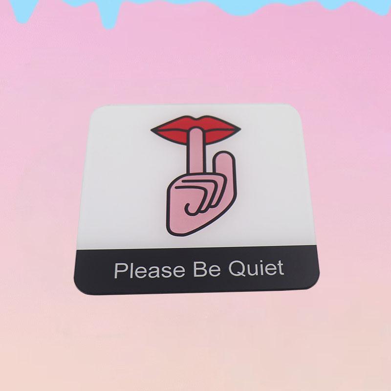 Acrylic Creative Signage Please Be Quiet Sign Wall Label Sticker Warning Badge for Libraries Hospitals Conference Rooms Study Rooms Exhibition Halls