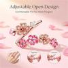 Gemstone Embellished Cherry Blossom Ring Crystal Accents Jewelry Box  Anniversary Birthday Gift