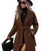 2026 Autumn/Winter European & American Long-Sleeve Trench Coat with Front Pocket