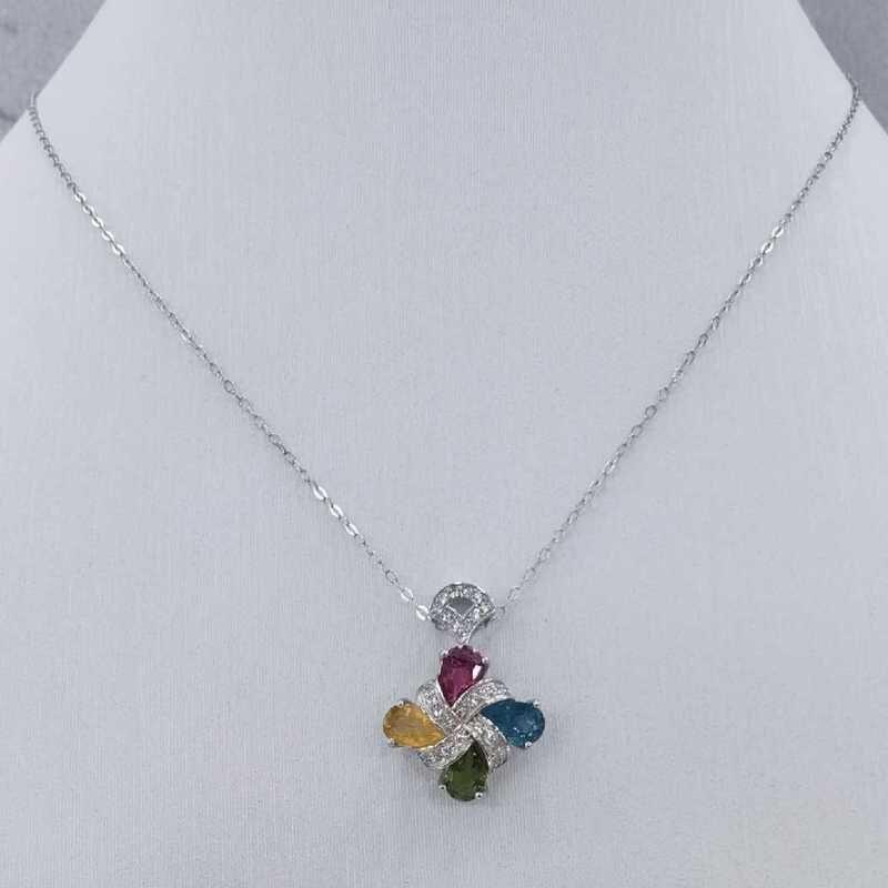 Sace Gems Colliers de luxe avec pendentif Tourmaline colorée en argent Sterling 925 pour femmes, bijoux fins scintillants, cadeau d'anniversaire