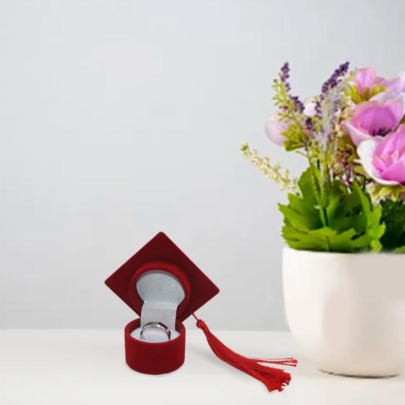 Rings Box Graduation Bachelor Hat Jewelry Packging Box Wedding Engagement Earring for Special Occasion