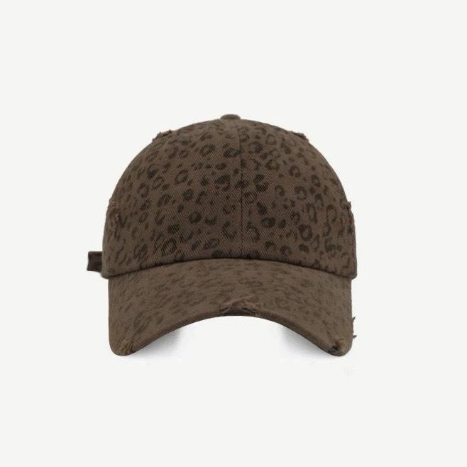 

Ретро бейсболка с леопардовым принтом для горячей девушки, рваное отверстие, стирка, уличная бейсболка, большой обхват головы, корейский стиль, модная и универсальная Adjustable