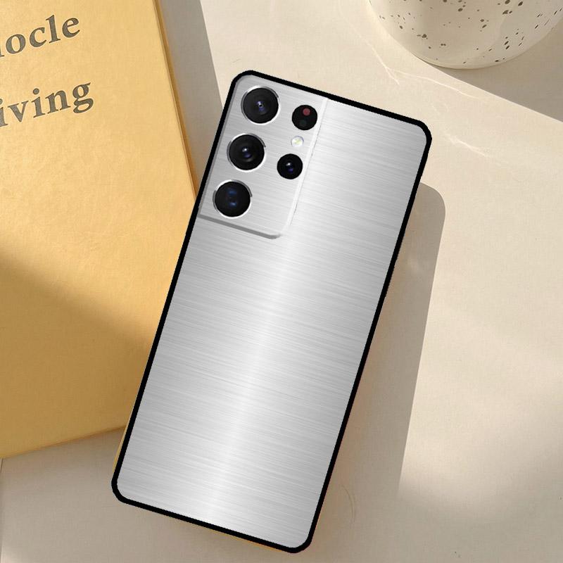 Coque pour Samsung Galaxy S23 S22 Ultra Note 20 S21 Ultra S9 S10 Note 10 Plus S20 FE avec Texture Métal Brossé Impression Acier