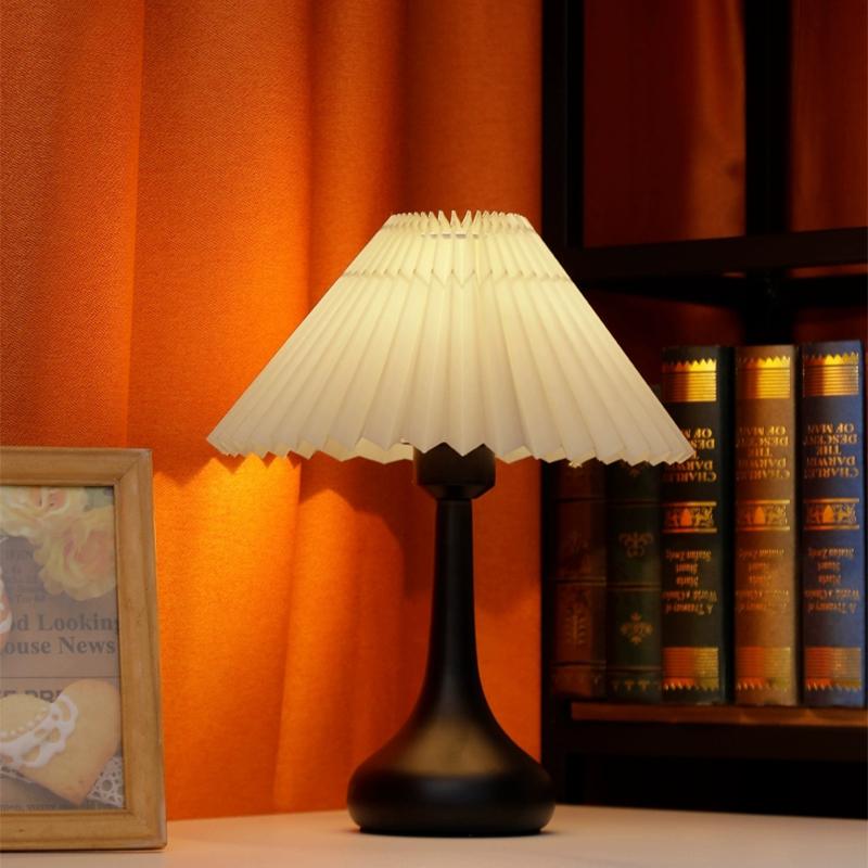 Nordic Plissee Tisch Lampe DIY Faltbare 5V USB 220V Kunst Atmosphäre Schlafzimmer Nacht Nacht Licht Hause Schmücken