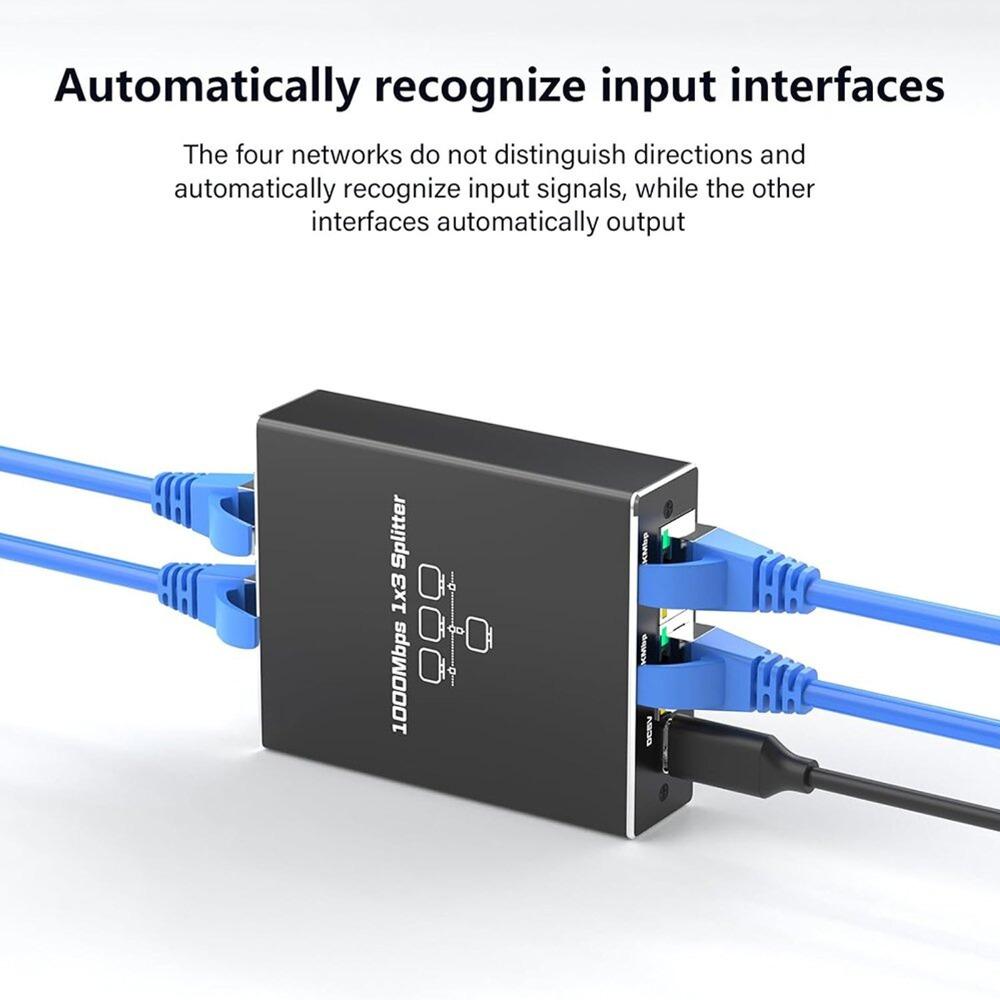 1 to 3 Ethernet Splitter RJ45 Port Internet Splitter Plug and Play LAN Splitter  Router Switch