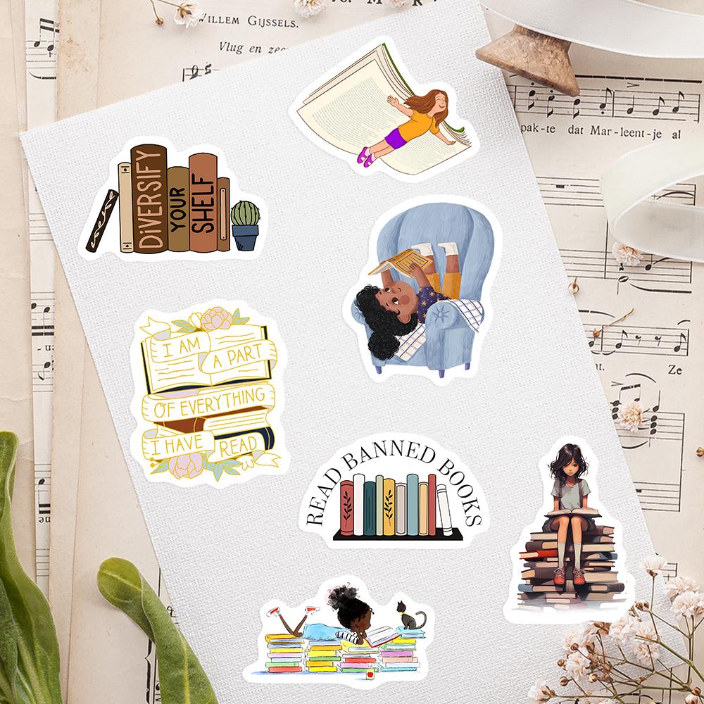 Reading Book Stickers Students School Season Diy Gift Toys Decoration Decal For Scrapbook Journal Laptop Phone Bottle Waterproof