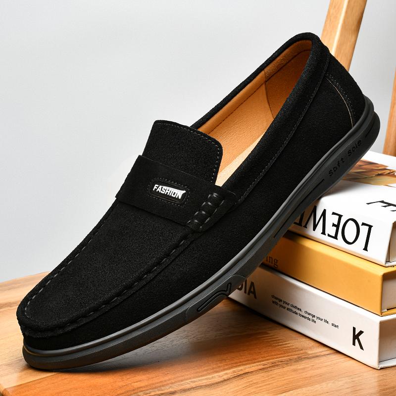 Fashion British Style Men's Outdoor Breathable Outdoors Loafers Fashion Brand Men's Comfortable Soft Sole Suede Round Toe Casual Shoes