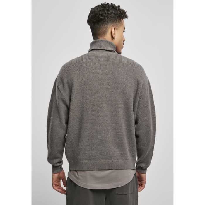 Plus Size Urban Classics Oversized Roll Neck Jumper - Dark Grey