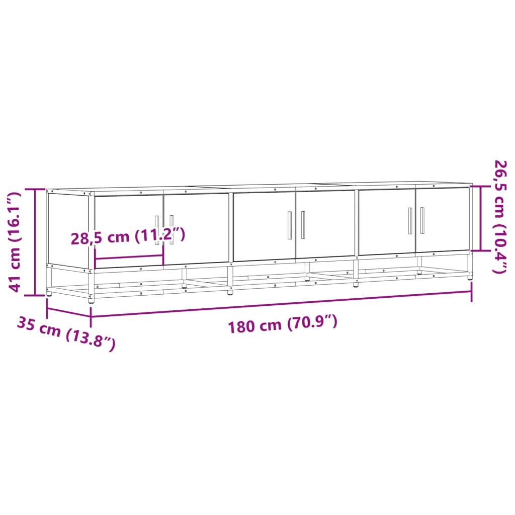 TV Cabinet Smoked Oak 180 X 35 X 41 Cm Wood Based Panel