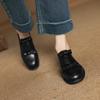 New Women's Flat Shoes Casual Solid Color Four-season Single Shoes Black Square Heel Round Head Leather Shoes One Pedal Large Size Shoes