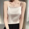 Satynowa kamizelka na ramiączkach, damski biały garnitur z letnim satynowym topem, jednolity kolor, luźny, swobodny top na ramiączkach