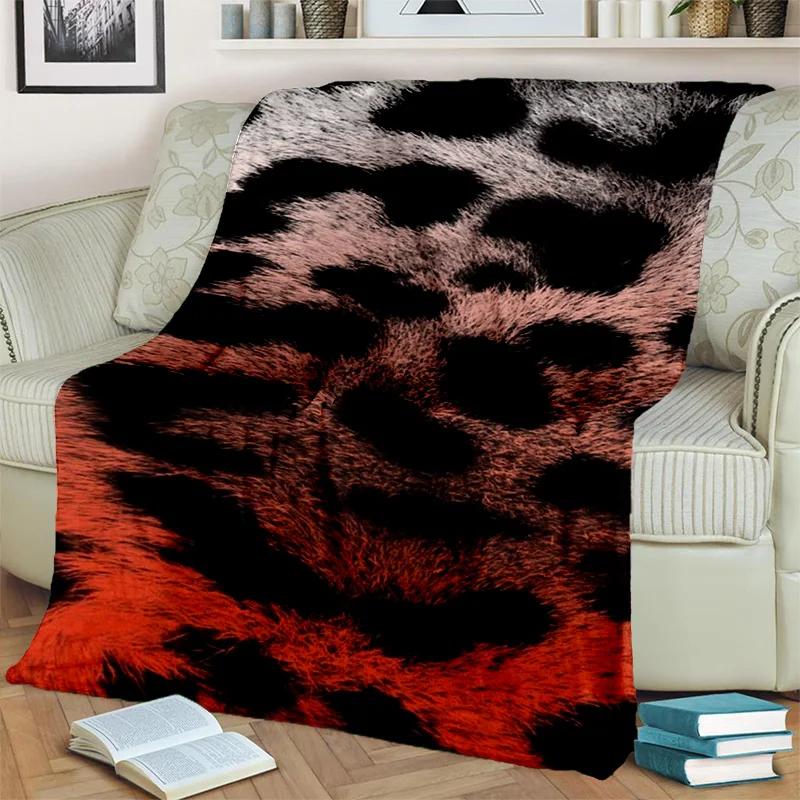 3D Wild Leopard Stripe Print Series Blanket,Soft Throw Blanket for Home Bedroom Bed Sofa Picnic Travel Office Cover Blanket Kids