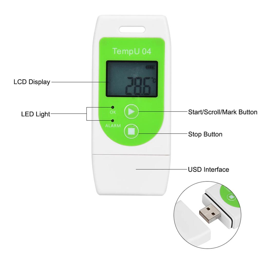 PDF Logger USB Temperature Data Logger Temperature Logger TempU04 PDF USB Temperature Data Logger Reusable Temperature Recorder