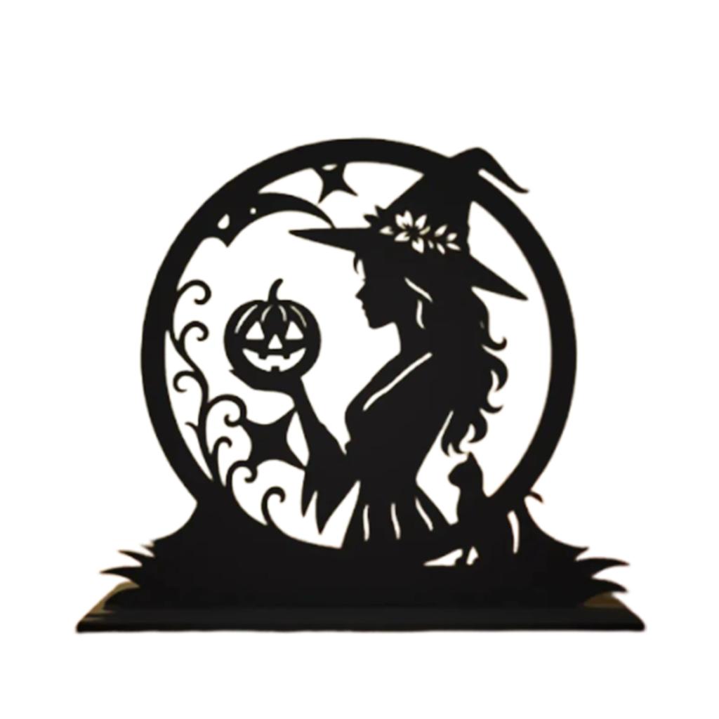 Halloween Candle Holder 2D Witch Pumpkin Cutout Tabletop Decoration for Party