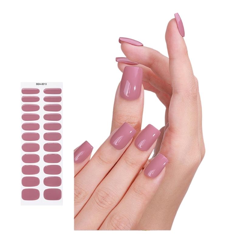 Gel Nail Wraps Solid Color Gel Nails Stickers Semi Cured Nails Polish Wraps Gel Nail Strips DIY Nails Art Decoration