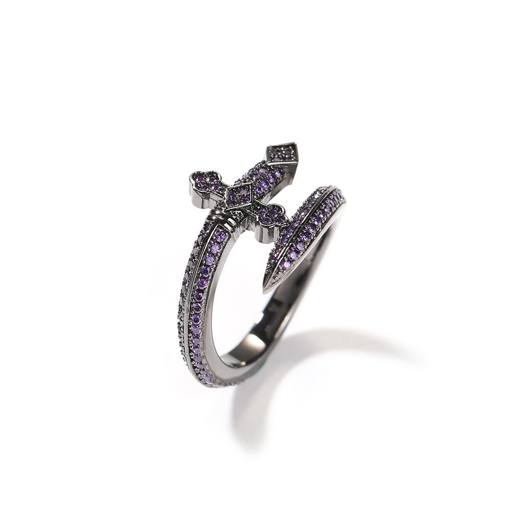 Micro-inlaid Zircon Sword of Justice Vintage Ring Gold Personality Men's and Women's Trend Ring