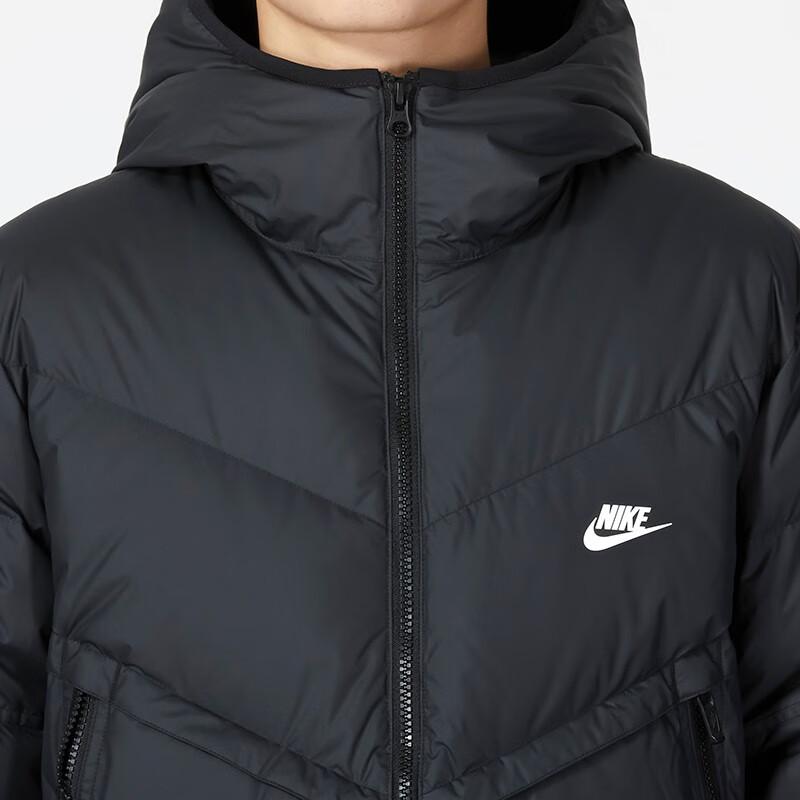 New Nike Men's Logo Print Zip Up Pocket Hooded Down Jacket Black DV1132-010