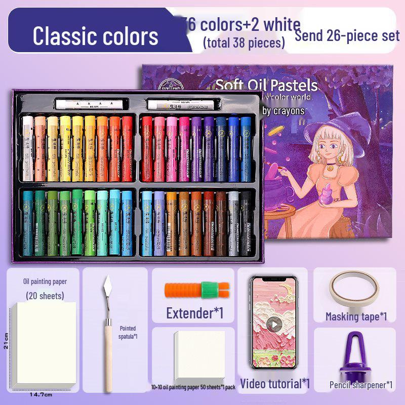 Super Soft Oil Pastel Set with Brush & Scraper Tools - Perfect Crayons for Kids' Birthday Gifts & DIY Projects
