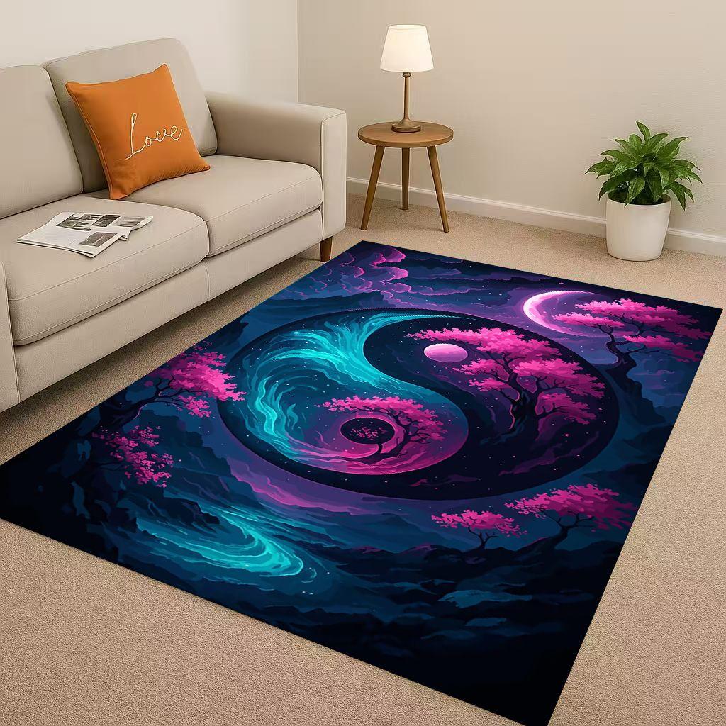 New Yin Yang Chinese Tai Chi Natural Balance Art Living Room Non-Slip Area Rug Soft Carpet for Bedroom Sofa,Home Decor Doormat
