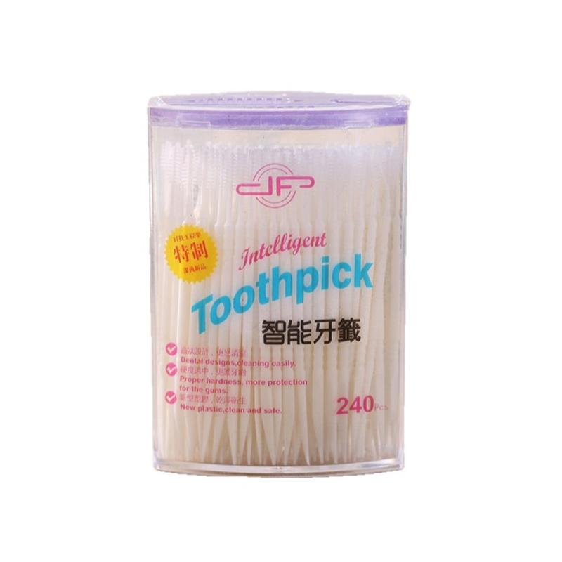 240Pcs/Box Portable Fish Bone Shape Disposable Plastic Toothpicks Teeth Cleaning Interdental Brush Oral Gum Teeth Cleaning Care